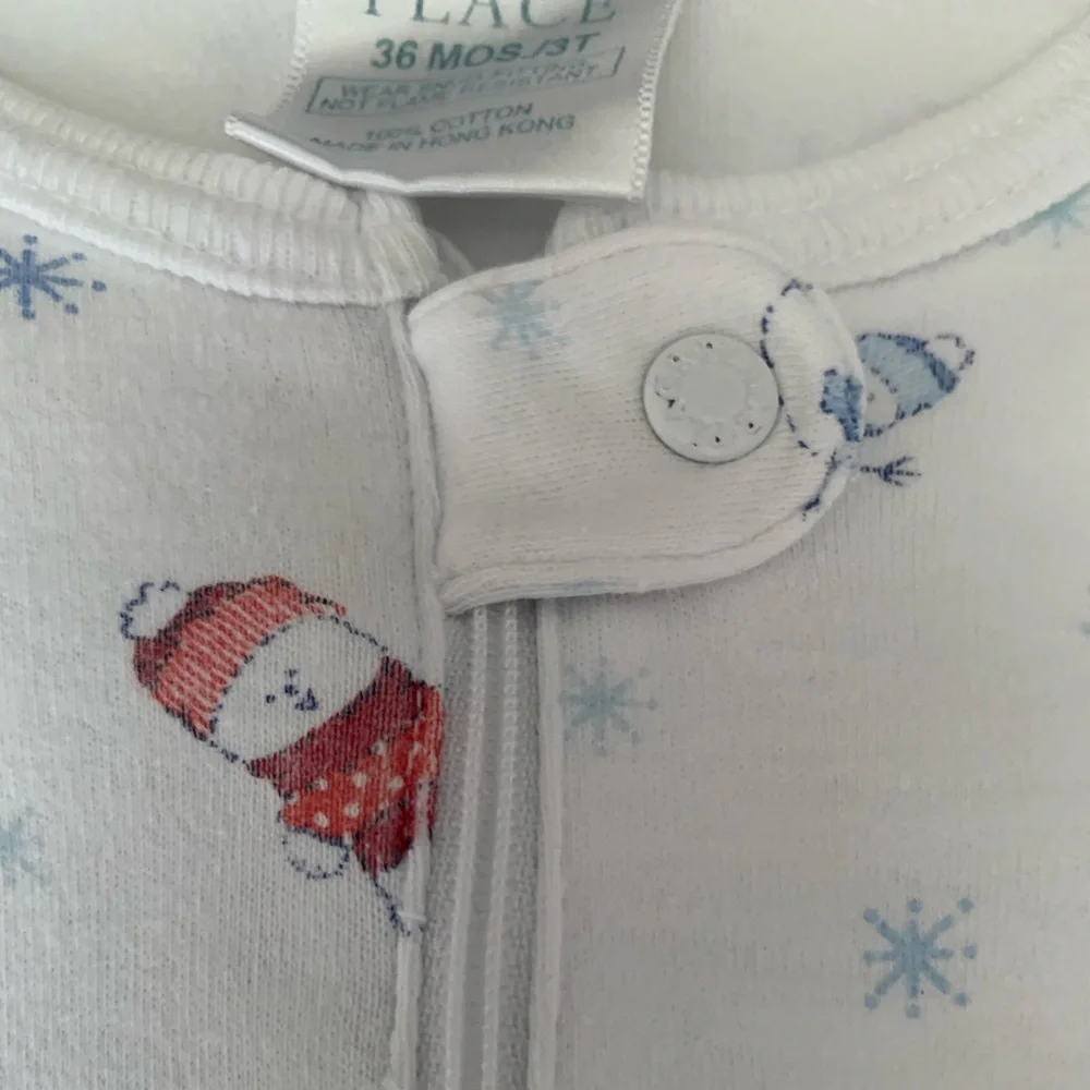 VTG Children’s Place Footie Sleeper Unisex Kids 36M / 3T Snowman Winter 1-Piece